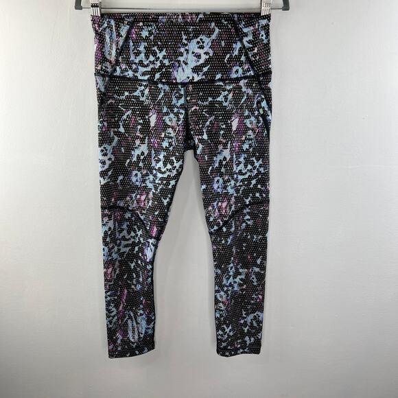 Lululemon Run All Sport Crop Legging Floral Sport Tranquil Blue Multi Mid-Rise 6 - Picture 2 of 7